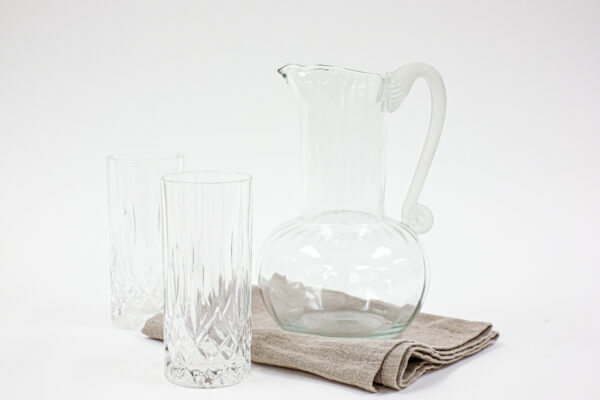 Grecian Swirl Blown Glass Pitcher with Frosted Handle