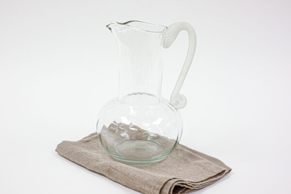 Grecian Swirl Blown Glass Pitcher with Frosted Handle