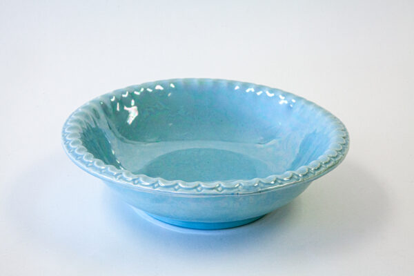 Opal Blue Lustreware Bowl with Scallop Edge Detail