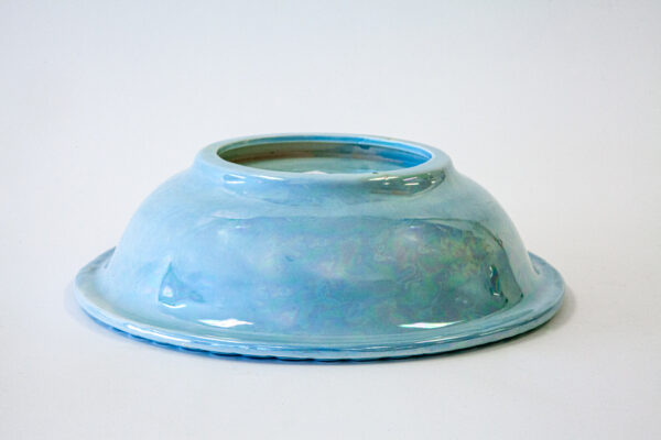 Opal Blue Lustreware Bowl with Scallop Edge Detail