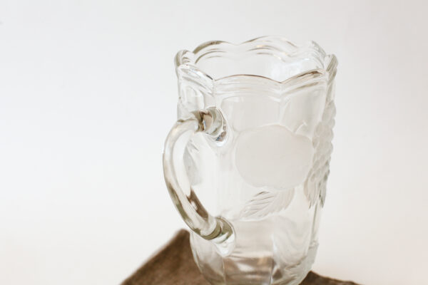 EAPG Footed Glass Pitcher with Frosted Fruits