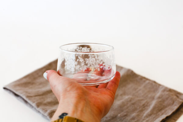 White Rose Enamel Glass Custard Bowl and Plate Set for 4