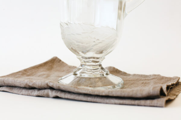 EAPG Footed Glass Pitcher with Frosted Fruits