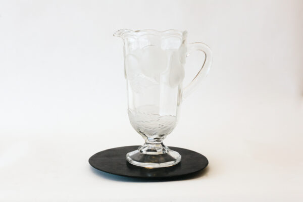 EAPG Footed Glass Pitcher with Frosted Fruits