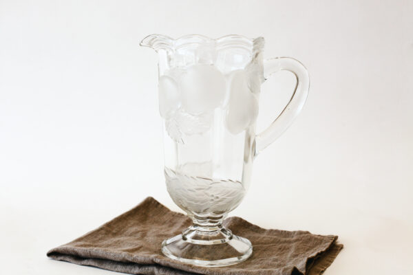 EAPG Footed Glass Pitcher with Frosted Fruits