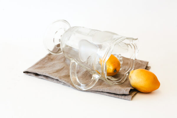 EAPG Footed Glass Pitcher with Frosted Fruits