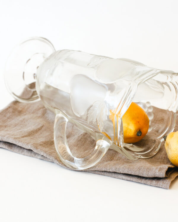 EAPG Footed Glass Pitcher with Frosted Fruits