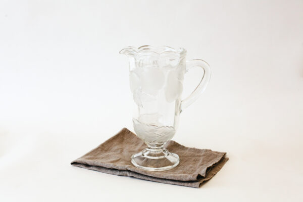 EAPG Footed Glass Pitcher with Frosted Fruits