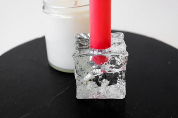 Ice Glass Block Candle Holder