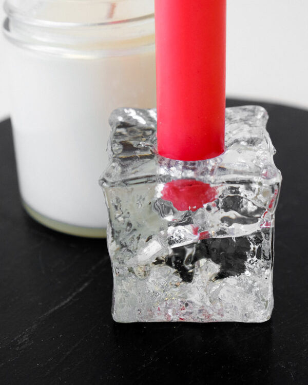 Ice Glass Block Candle Holder