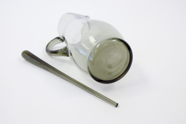 1950's Blenko Handblown Smoked Glass Pitcher with Stir Stick