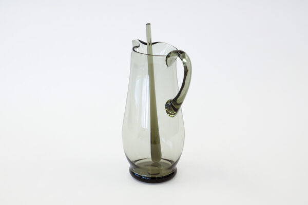 1950's Blenko Handblown Smoked Glass Pitcher with Stir Stick