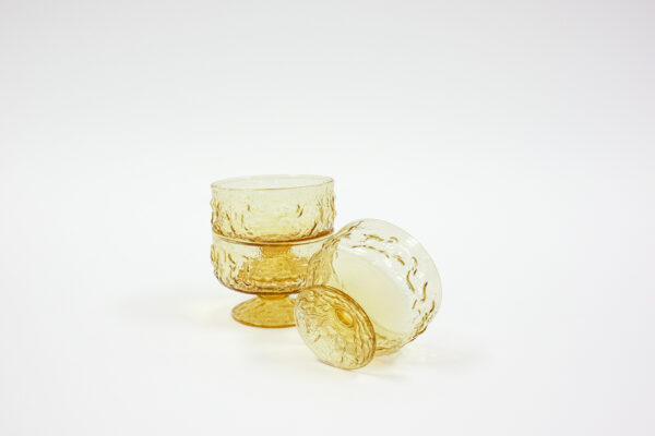 Libbey Amber Aztec Gold Crinkle Dessert Dishes Set of 3