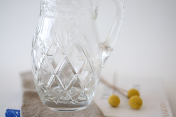 Hex, Fan, and Flower Cut Crystal Pitcher