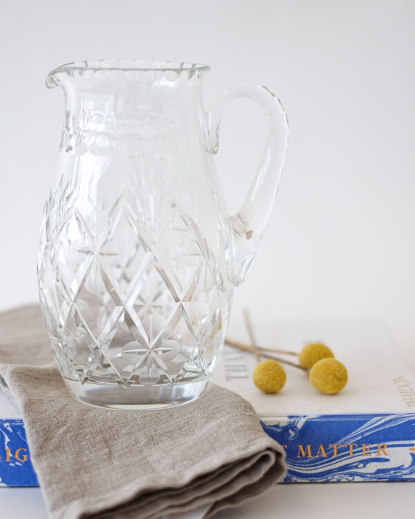 Hex, Fan, and Flower Cut Crystal Pitcher