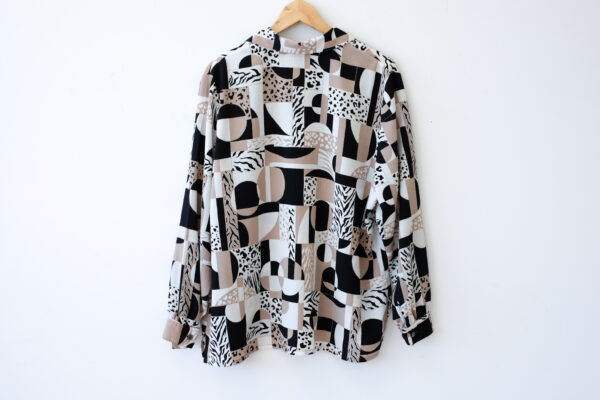 Animal Print Block Blouse with Crinkle Texture