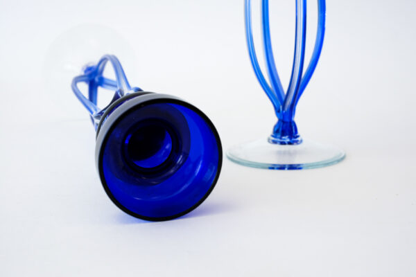 Murano Cobalt Blue Blown Glass Candle Holders