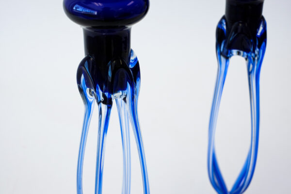 Murano Cobalt Blue Blown Glass Candle Holders