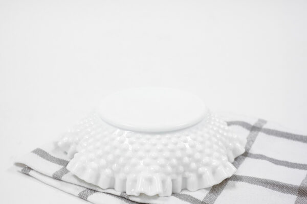 Fenton Hobnail Milk Glass Ruffle Dish