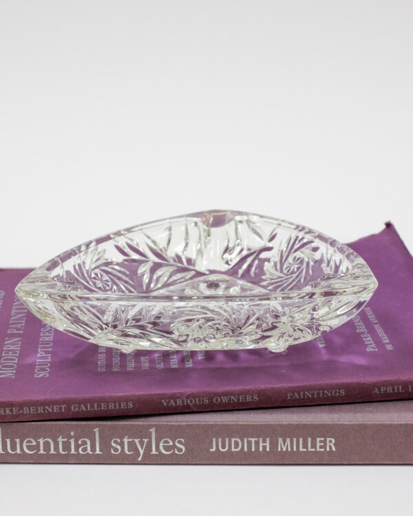 Hazel Atlas Triangular Cut Glass Footed Ashtray