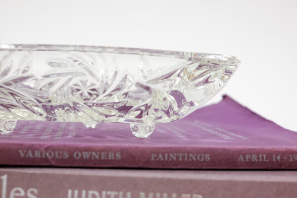 Hazel Atlas Triangular Cut Glass Footed Ashtray