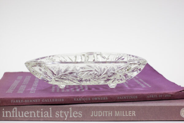 Hazel Atlas Triangular Cut Glass Footed Ashtray