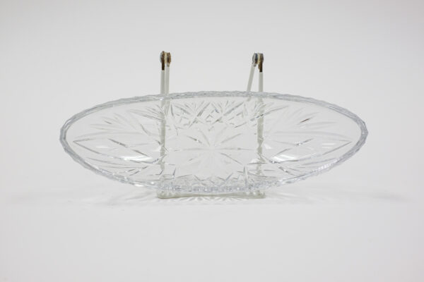 Cut Crystal Star and Hatch Dish with Thumbprint Edge