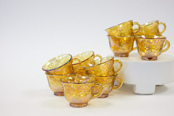 Indiana Glass Fleur Marigold Carnival Punch Set