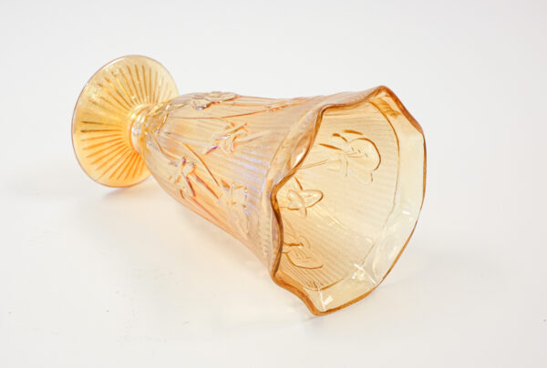 Jeannette Iris Herringbone Marigold Carnival Glass Vase