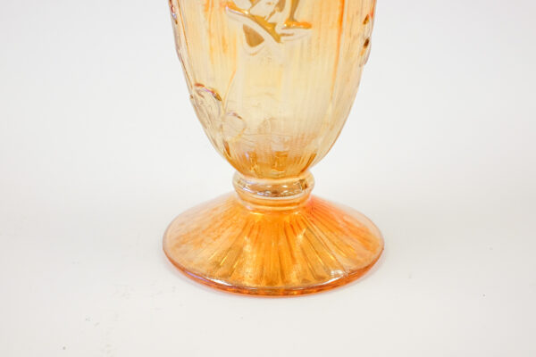 Jeannette Iris Herringbone Marigold Carnival Glass Vase