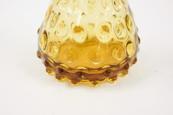 50's MCM Empoli Italy Amber Hobnail Glass Pitcher