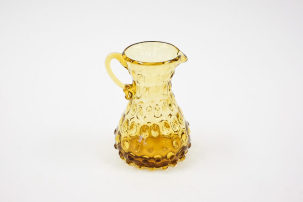 50's MCM Empoli Italy Amber Hobnail Glass Pitcher