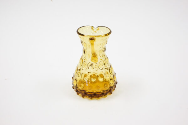 50's MCM Empoli Italy Amber Hobnail Glass Pitcher