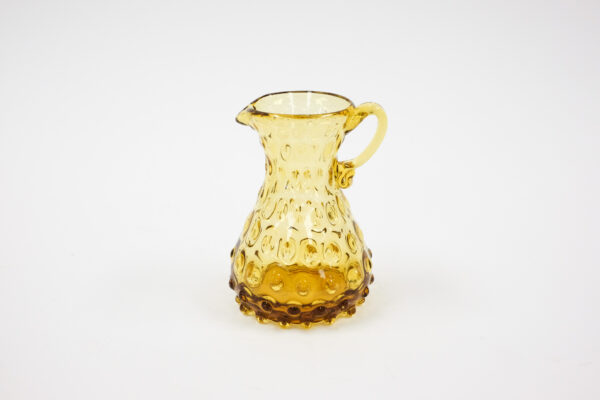 50's MCM Empoli Italy Amber Hobnail Glass Pitcher