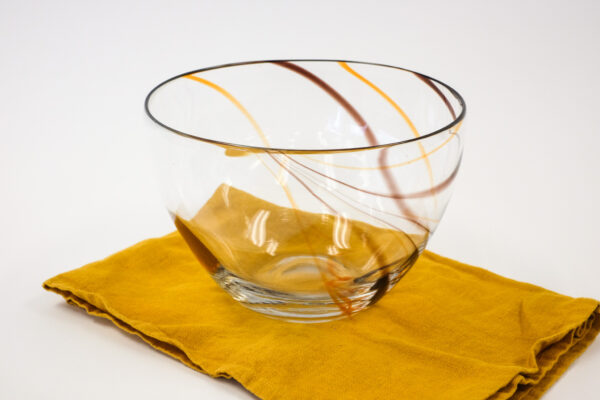 1970's Blenko Glass Amber Swirl Bowl