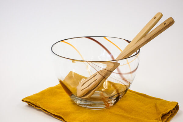 1970's Blenko Glass Amber Swirl Bowl