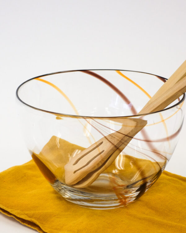 1970's Blenko Glass Amber Swirl Bowl