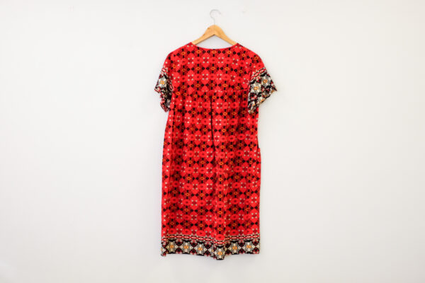 Red Floral Print Boho Shift Dress