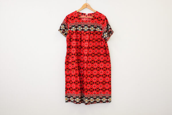 Red Floral Print Boho Shift Dress