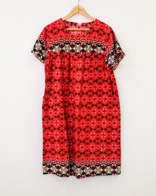 Red Floral Print Boho Shift Dress