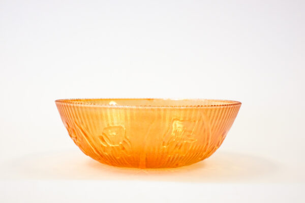 Jeannette Iris Herringbone Marigold Carnival Glass Serving Bowl