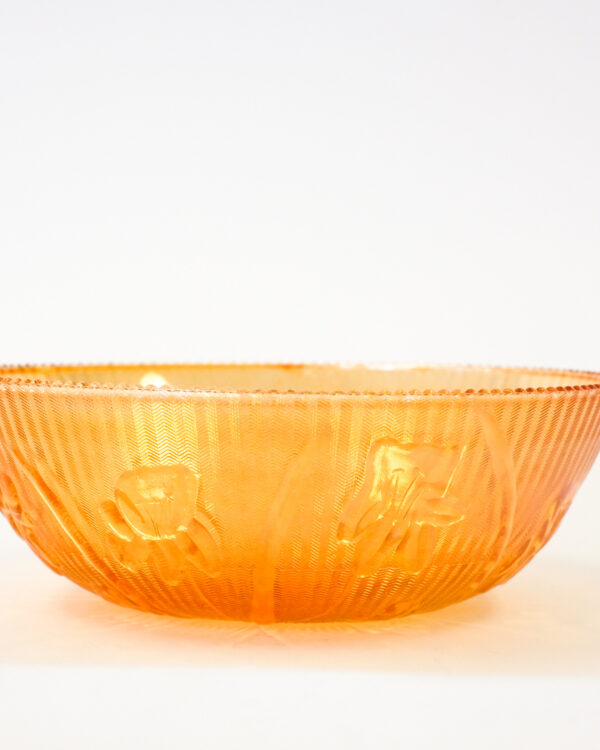 Jeannette Iris Herringbone Marigold Carnival Glass Serving Bowl