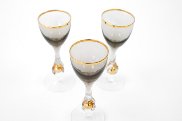 1960's Jozef Stanik Handblown Czech Crystal Aperitif Glasses Set of 3