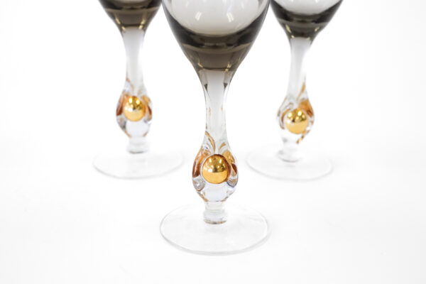 1960's Jozef Stanik Handblown Czech Crystal Aperitif Glasses Set of 3