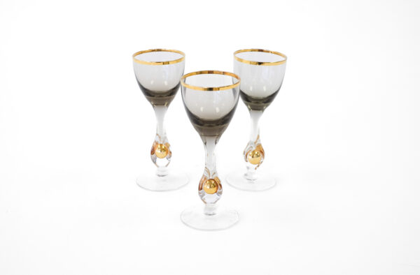 1960's Jozef Stanik Handblown Czech Crystal Aperitif Glasses Set of 3