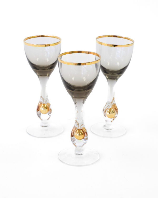 1960's Jozef Stanik Handblown Czech Crystal Aperitif Glasses Set of 3