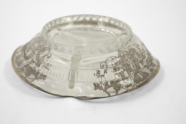 1940s Cambridge Glass Silver Overlay Divided Dish