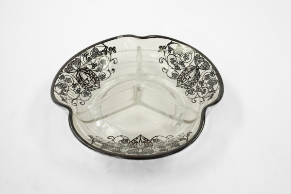 1940s Cambridge Glass Silver Overlay Divided Dish