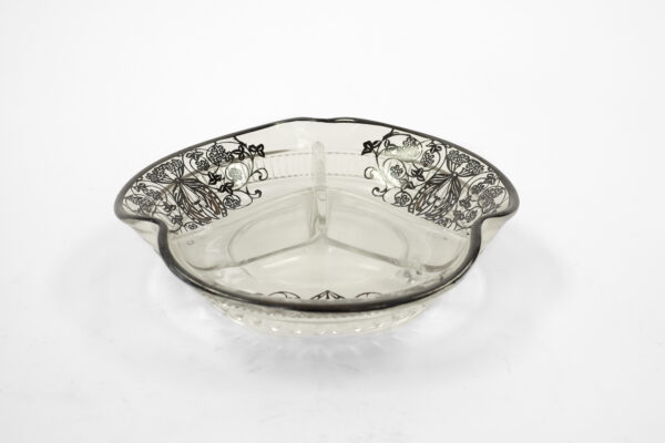 1940s Cambridge Glass Silver Overlay Divided Dish