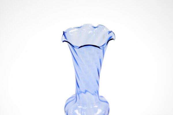 60s Cobalt Murano Style Blown Art Glass Vase with Crystal Base